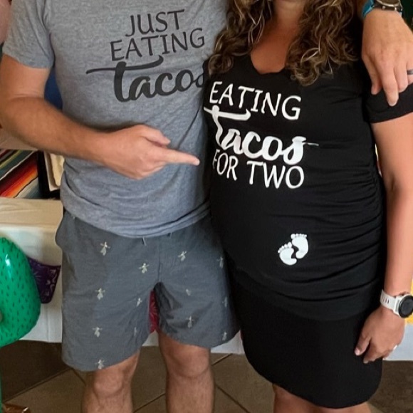 EUC “Eating Tacos For Two” & “Just Eating Tacos” Pregnancy Announce Shirts - Picture 2 of 7